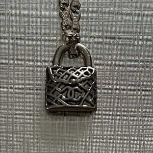 CC Quilted HandBag Silver Pendant